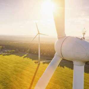 windmills in a sunny field