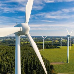 wind turbine on grass