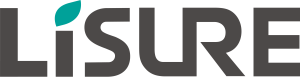 Company logo dark gray wordmark with a teal leaf accent over the i at the start