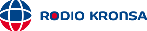 Radio Krona logo a blue red globe on the left and the blue brand name to the right with the O in RADIO highlighted in red