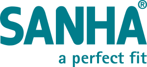 SANHIA logo in teal with the tagline a perfect fit