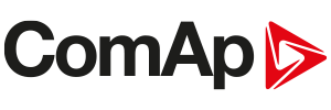 ComAp logo with black wordmark and a red triangular emblem on the right edge