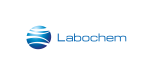 Labochem logo blue gradient globe with white curved stripes and the word Labochem