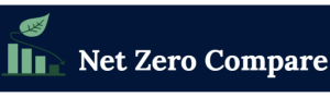 Net Zero Compare logo with a green leaf over a bar chart on a dark blue background and the text Net Zero Compare