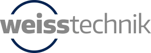 Weissstechnik logo with a blue circular arc around the left and gray bold wordmark Weissstechnik