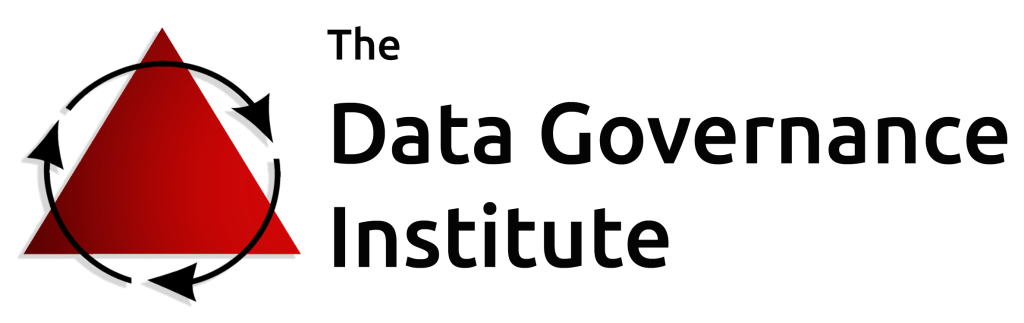 Logo of The Data Governance Institute with a red triangular emblem on the left